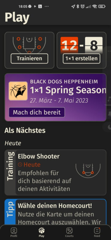 Black Dogs 1:1 am Start mit der App 24/8